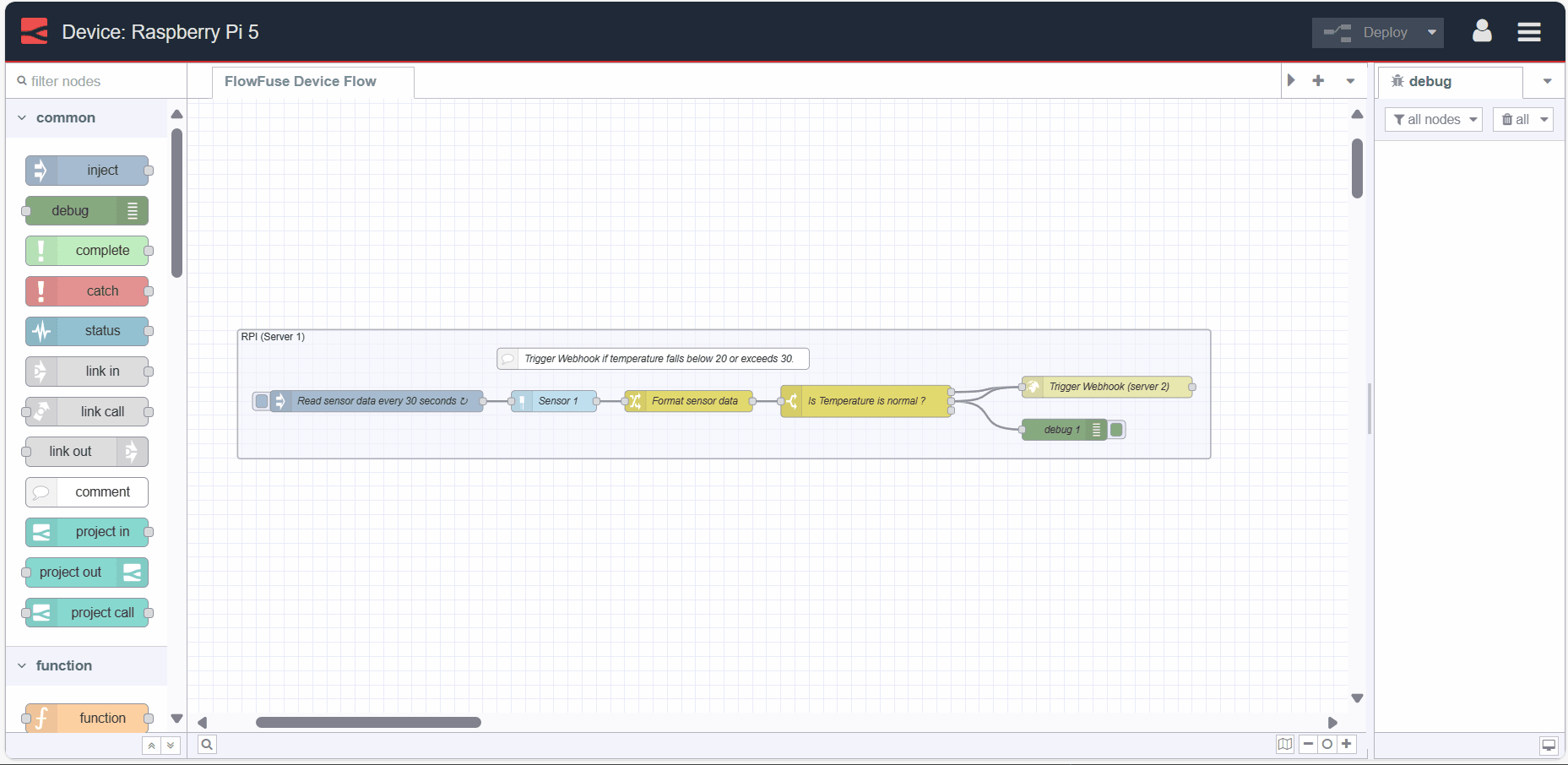 "Screenshot Displaying the flow of server 1"